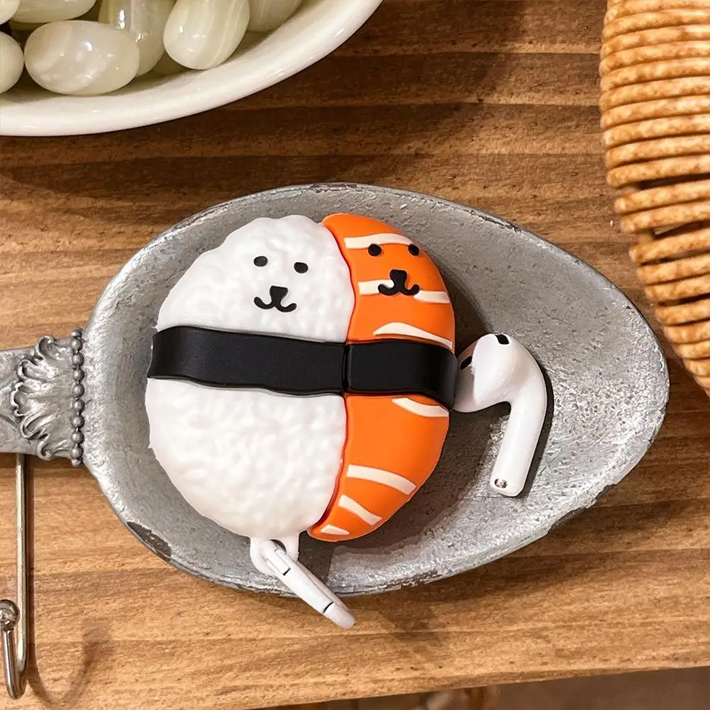 Cartoon Salmon Sushi Silicone  Earphone Case Cover For Airpods 3 4 Pro 2 Pro 3 Food Headset Cases Airpod Pro3 Gift Pendant