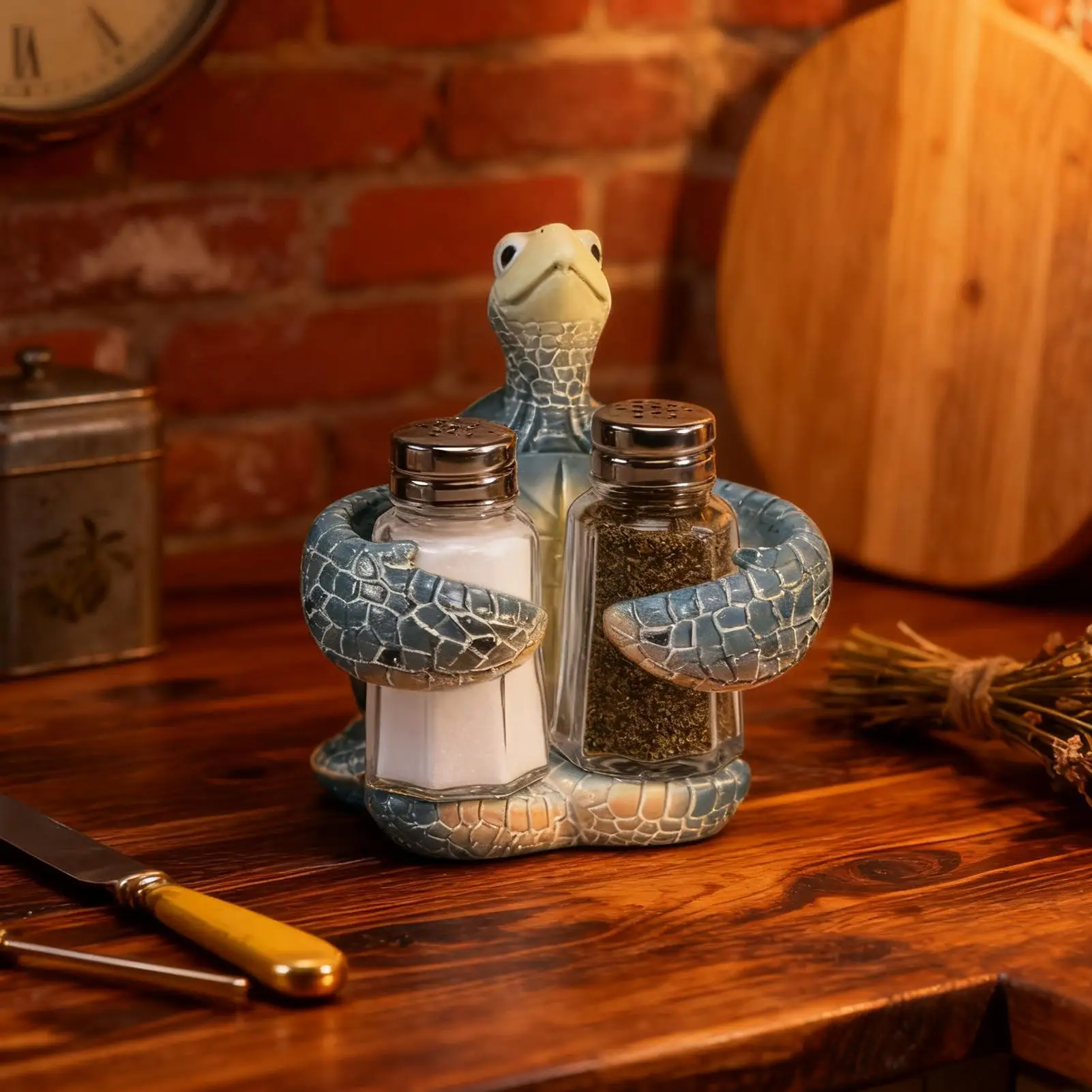 Salt and Pepper Shaker Holder Artistic Ornament Counter Pepper Shaker Holder Turtle Shape for Christmas Housewarming Dining