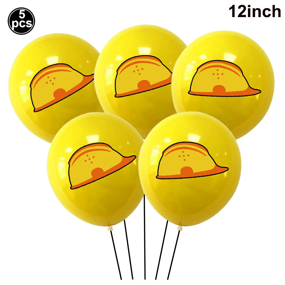 Bau 4D Folienballons 12 Zoll Baggerhelm Warnung Bedruckte Latexballons Bau Geburtstag Party Dekorationen – Detail 5