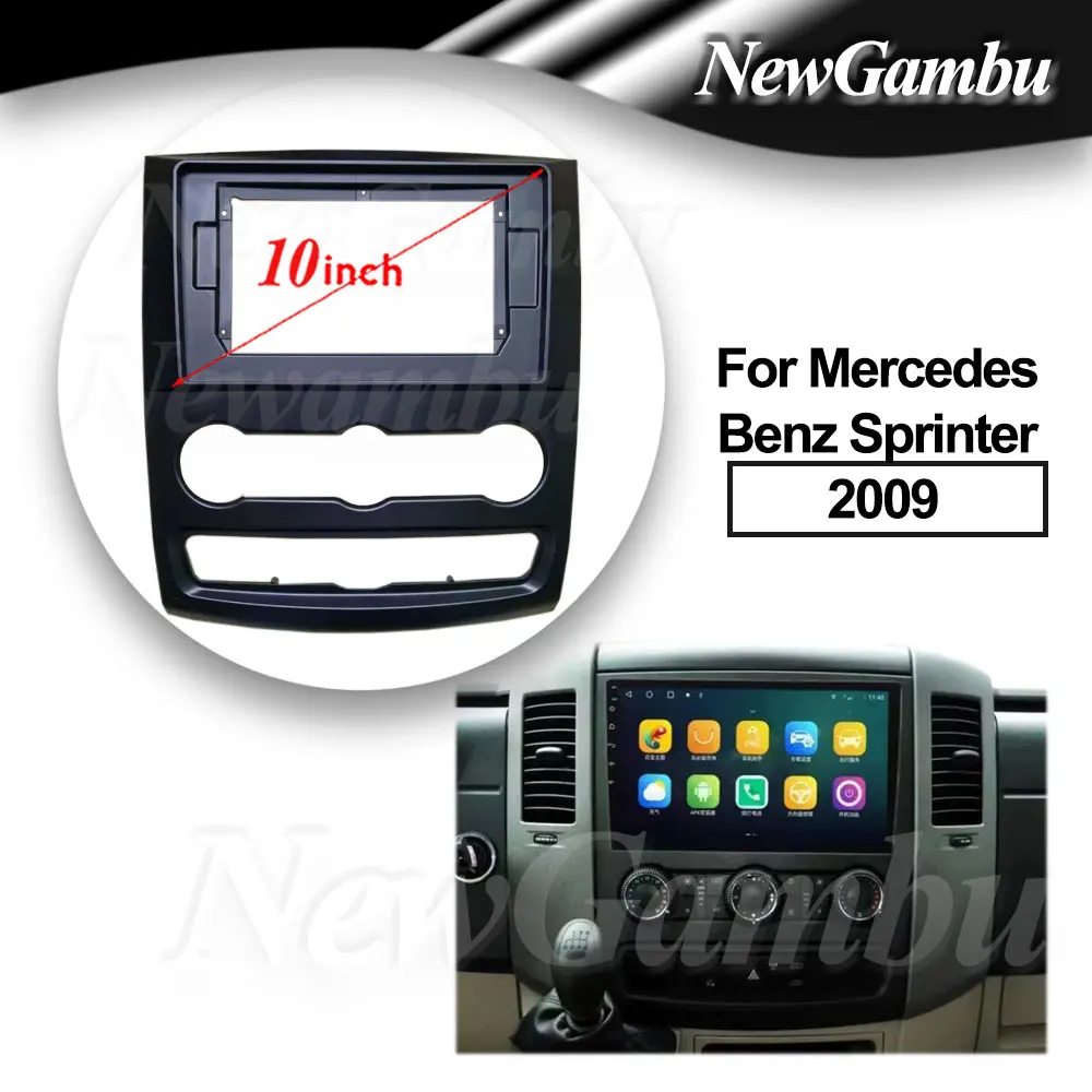 Marco de DVD para coche de 10 pulgadas No 2Din, adaptador de montaje de Audio, Kits de molduras de tablero, Panel de Facia para Mercedes Benz Sprinter 2009, marco sin Cable