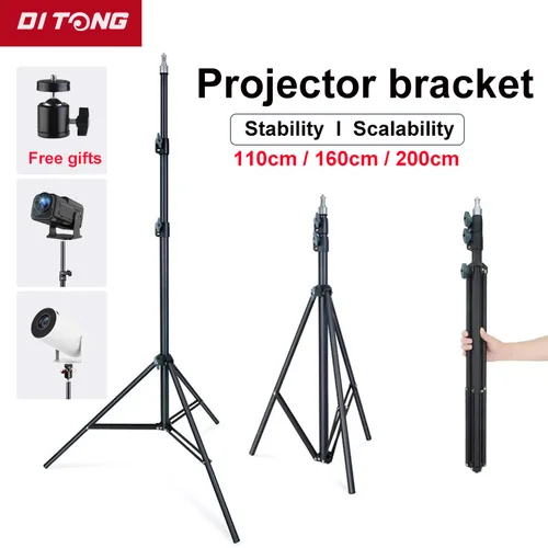 DITONG 110/160/200cm soporte portátil Universal para proyector HY300 pro HY320mini proyector para cámara de teléfono soporte para trípode