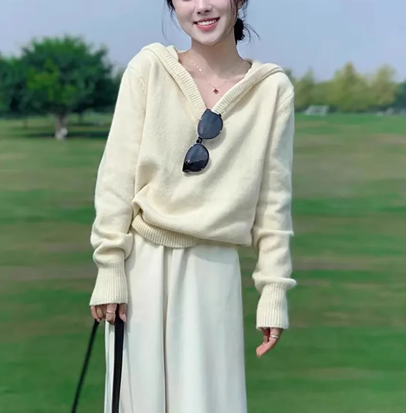 Traf Knit Hooded Woman Clothing New Spring Autumn Short Sweater For Women Woolen Shirt Casual Pullovers Jumper Female Tops