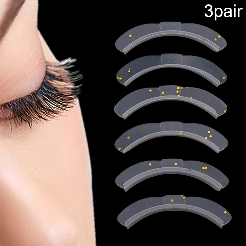 3 pares de almohadillas de silicona para levantamiento de pestañas, arco Flash, permanente, rizador 3D, parches para ojos, herramientas aplicadoras, accesorios de extensión de pestañas