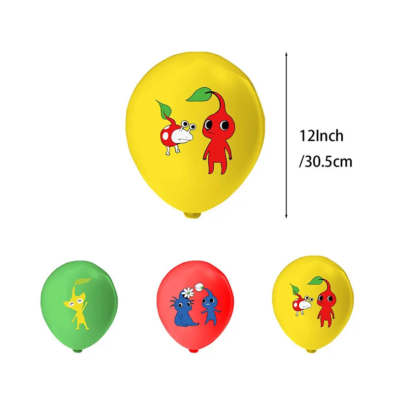 Décoration de fête d'anniversaire Pikmin pour enfants, décoration de gâteau, fournitures de fête, cadeau pour enfants, dessin animé, fleur, feuilles, ballon, bannière, Chi, jeu