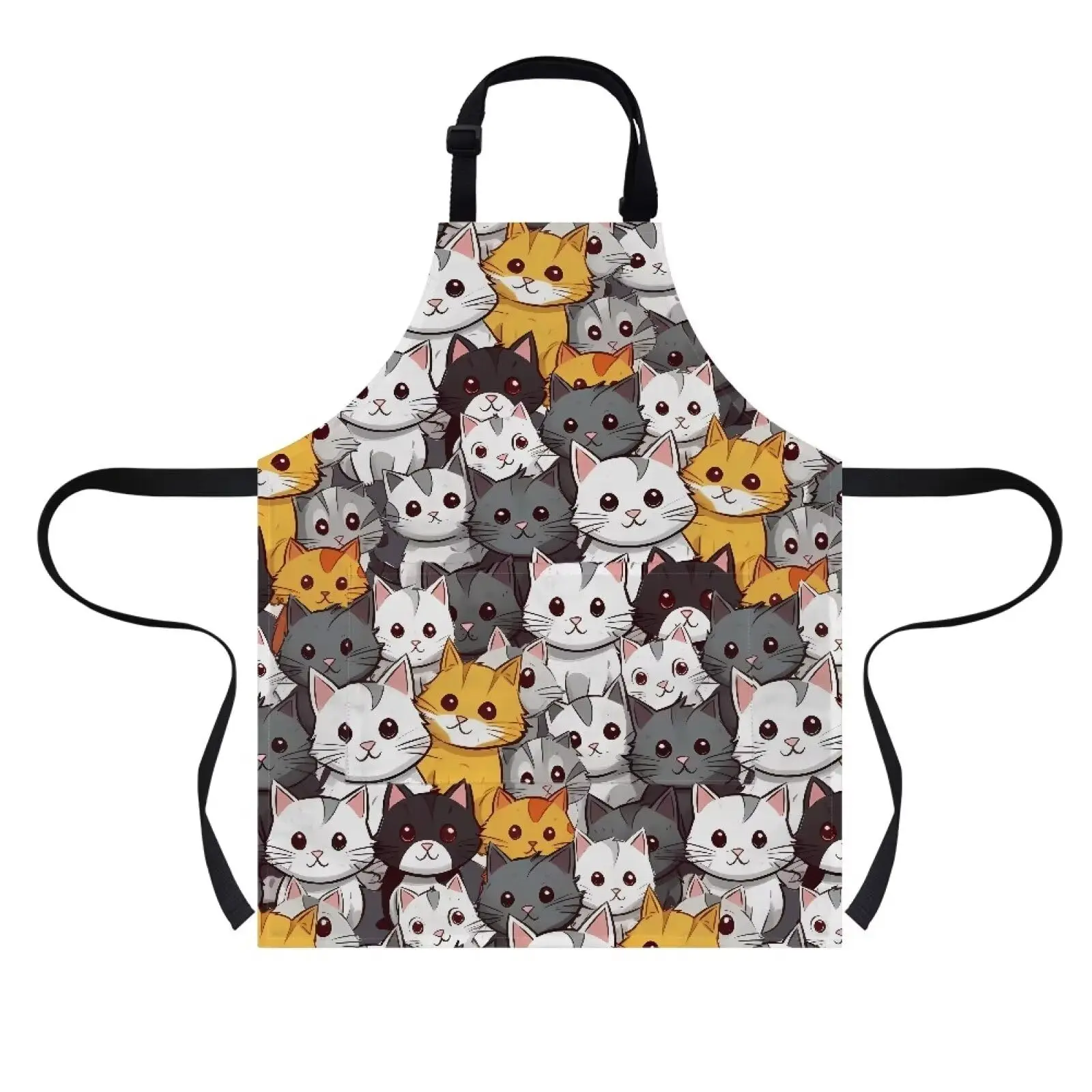 

Cute Apron for Girls with Adjustable Neck Strap and Big Pockets Cartoon Animal Cats Print Baking Cooking Kitchen Chef Aprons