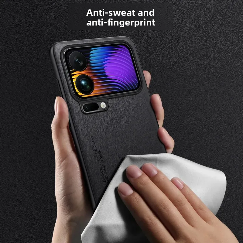 샤오미 17 프로 맥스 15T 14T 프로 소프트 프레임 낙하 방지 보호 커버 비즈니스 순색 PU 양가죽 무광 케이스