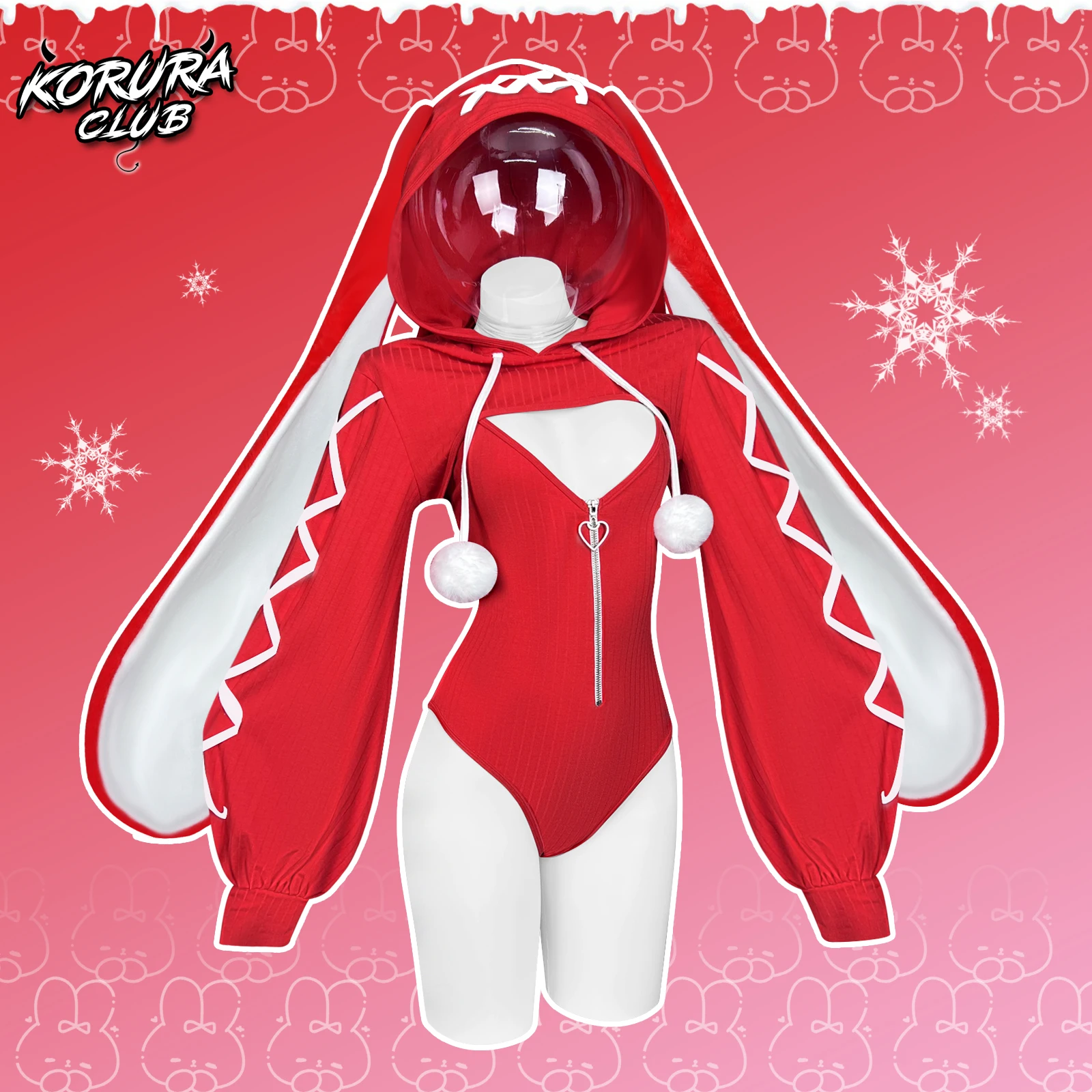 KORURACLUB Cosplay Seksi hizmetçi kıyafeti Tavşan Kıyafeti cosplay kadın Hayvan Kostümleri Tavşan Bodysuit Kabarık tavşan kulakları kuyruk