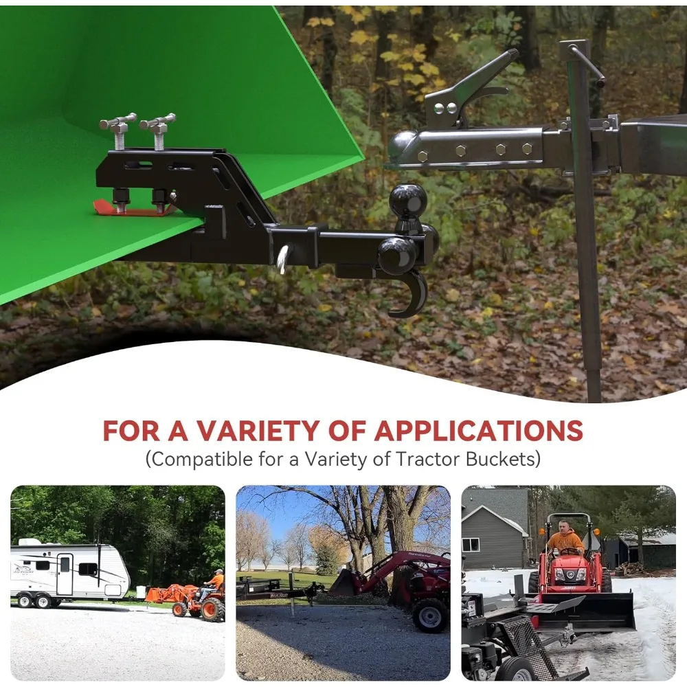 Tractor Bucket Hitch Adapter 2 Ball Mount Non Slip Trailer Hitch Receiver Attachment