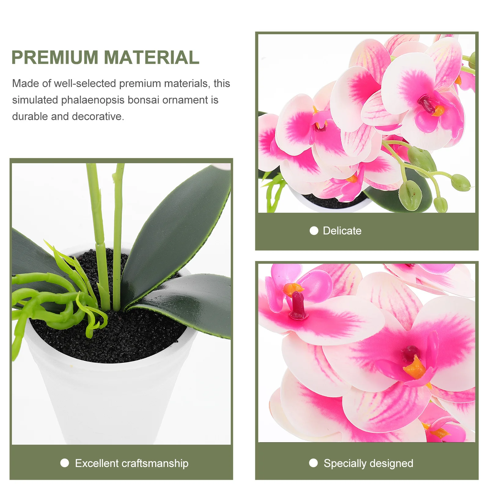 

1pc Simulation Potted Bonsai Artificial Plant Realistic Phalaenopsis Decor Desktop Fake Bonsai For Home Office Indoor Garden