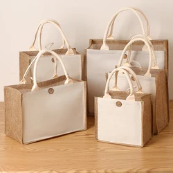 New linen handbag solid colour simple gift bag fashionable versatile shopping bag tote bag