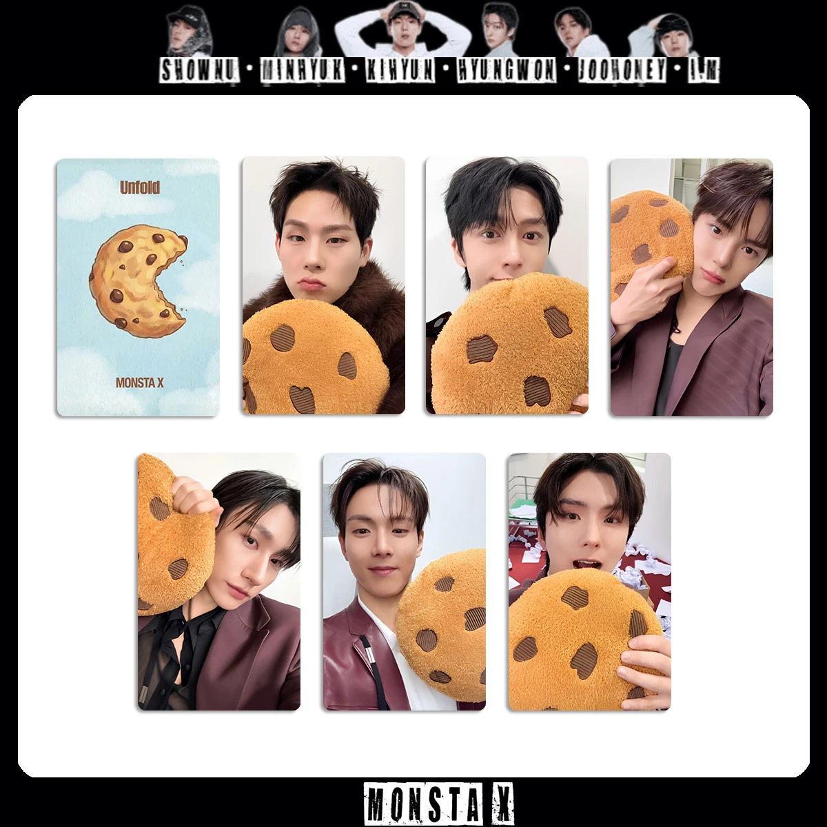 New 6PCS popular men's group MONSTA X peripheral small card UNFOLD