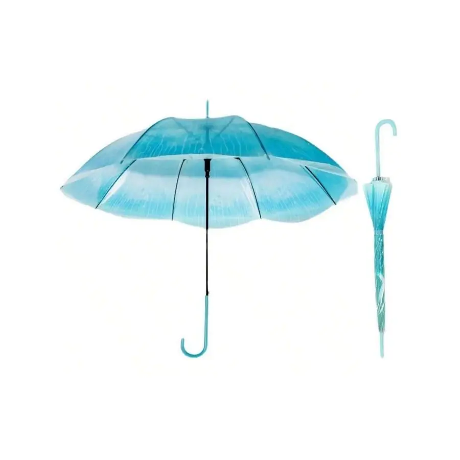 

Transparent Umbrella, Romantic Creative Cute Automatic Open J Hook Handle Clear Umbrella Set, Birthday Gift Christmas Gift