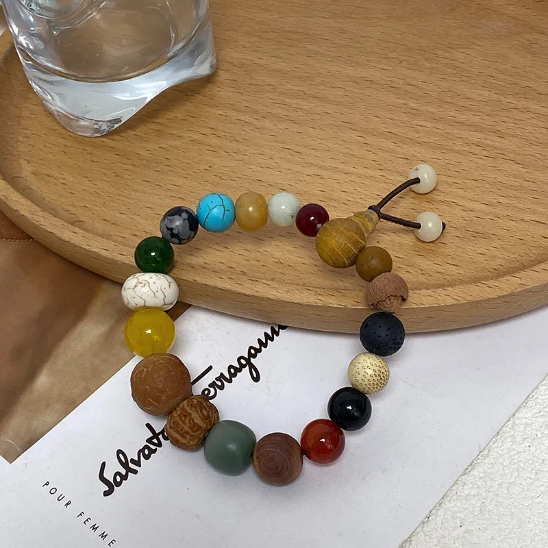 Colorful Chinese style Different Color Eighteen beads Bodhi seed Bracelet For Women Man Vintage Jewelry Accessories Party Gift