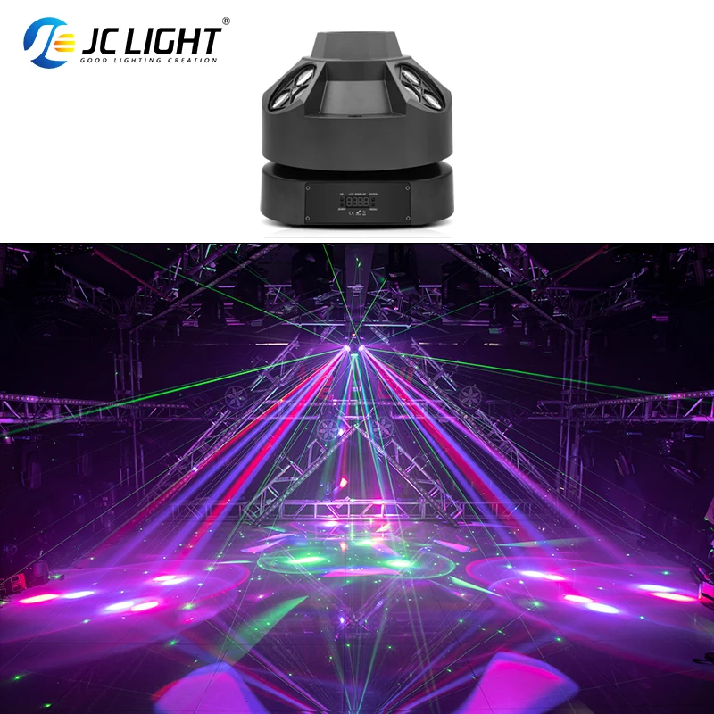 Imagem -06 - Quatro Cabeça Bee Eye Luz Laser Led de Giro Colorido Feixe de Lâmpada Voz Controlada Estroboscópica Laser dj Disco Party jc