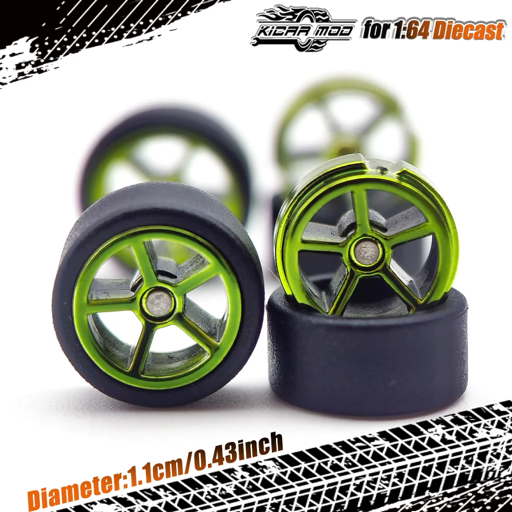 1/64 RLC Premium Farbige Galvanisierte Räder mit Gummi-Slick-Reifen für Modellauto-Umbauteile D:11mm (1 Set) – Detail 17