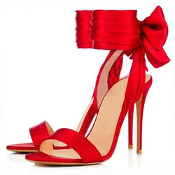 【Measure your feet length before order】Elegant Women Luxury Sandals High Heels Ankle Strap Ribbon Evening Lady Shoes 13-CHC-26