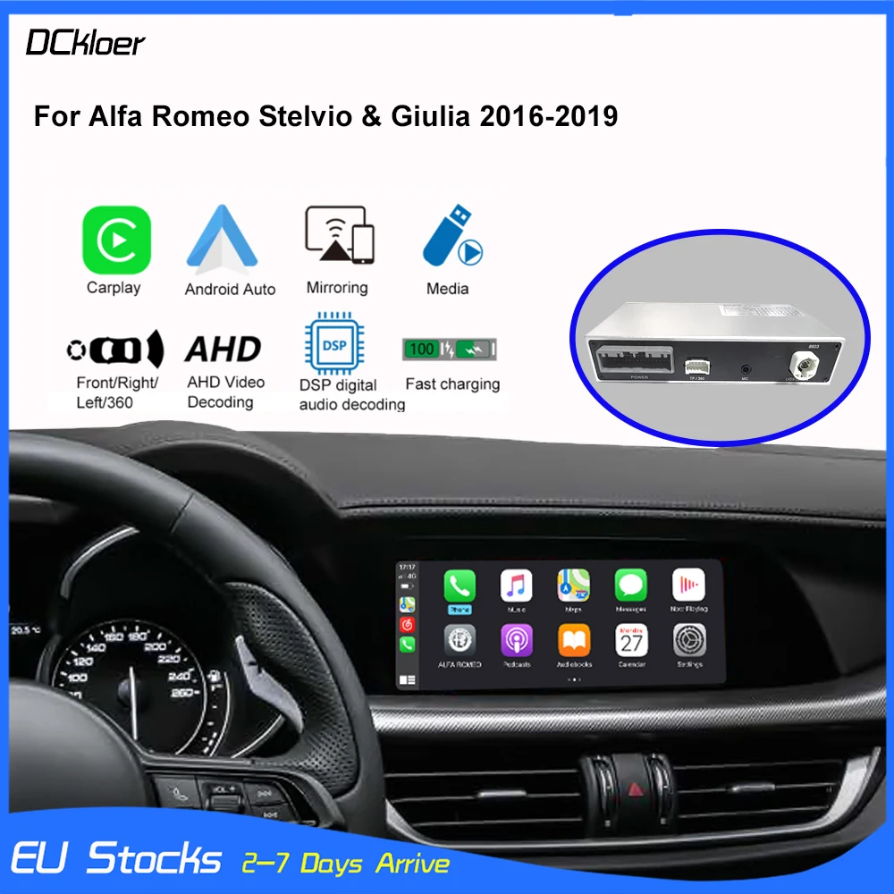 

Wireless Apple CarPlay Android Auto For Alfa Romeo Stelvio & Giulia/Giulietta 16-19 Models Multimedia USB Navigation DSP