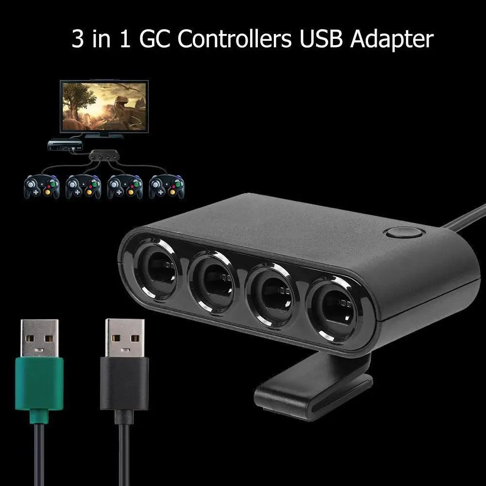 

4-портовый игровой конвертер для контроллера GameCube GC USB-адаптер для Wii U и ПК и подходит для игр Nintend Switch с быстрым переключением