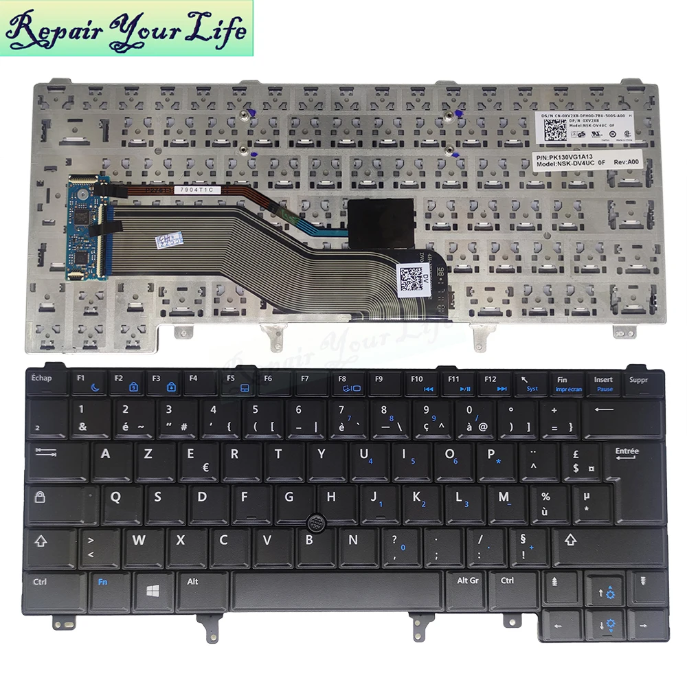 US English Spanish German French Keyboard for Dell latitude E6420 E6430 E6440 E6230 AZERTY with Pointer 0NVW27 0XV2X8 0N01JG New