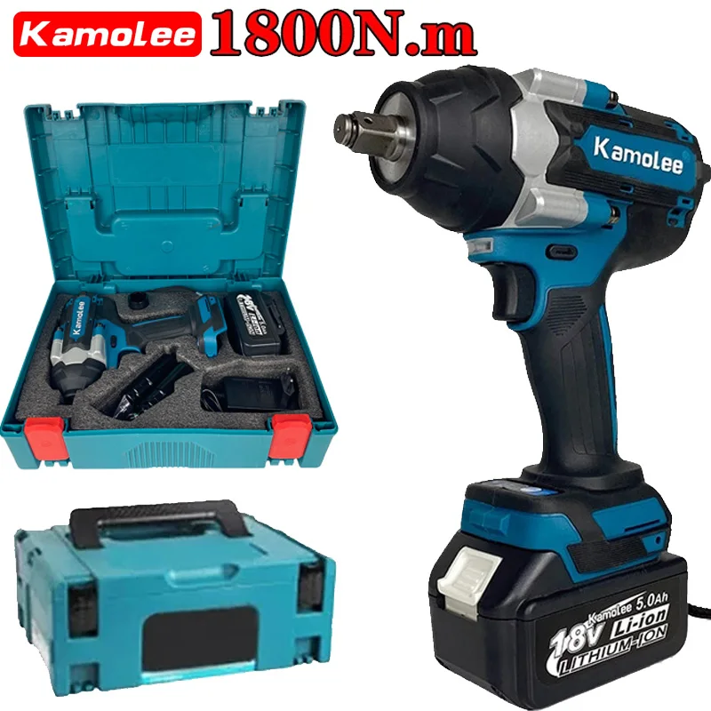 Kamolee DTW700 Electric Impact Wrench 1800 N.m High Torque 1/2 Inch Compatible With 18V Makita Battery