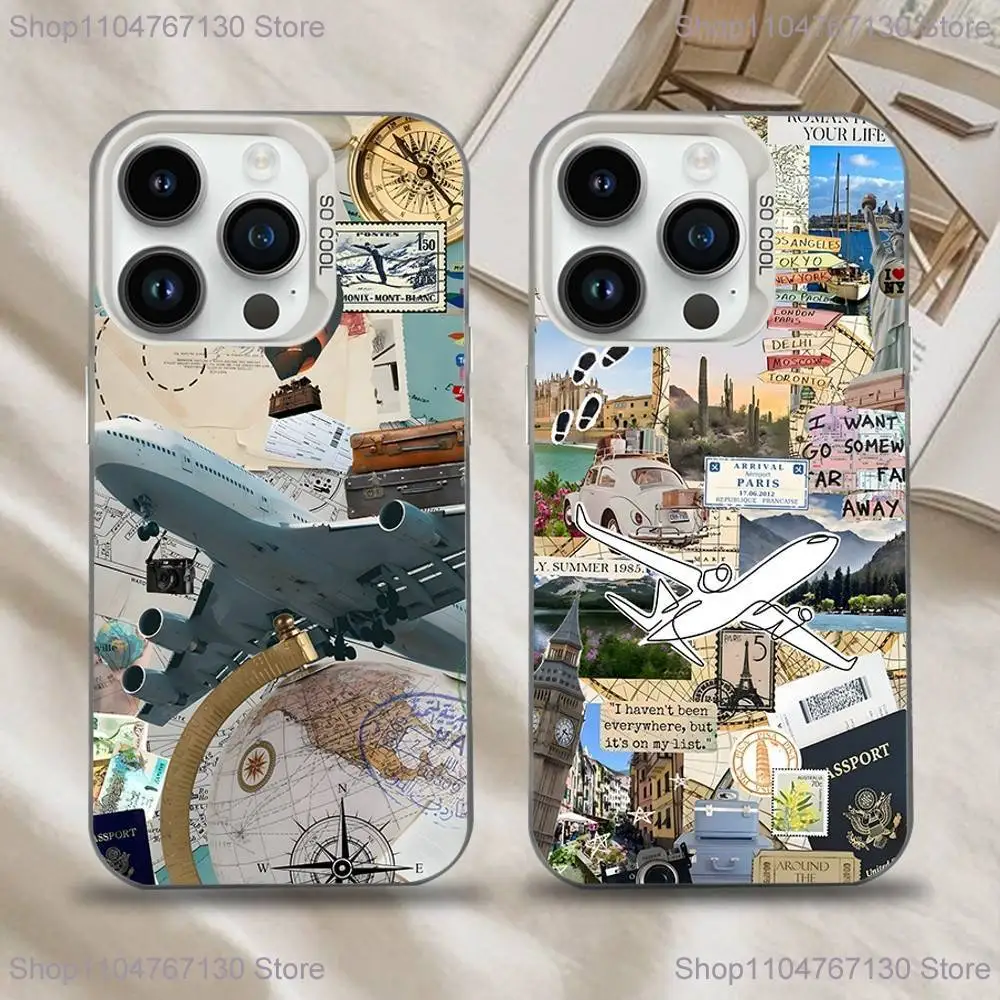 

World Map Travel Plans Phone Case For iPhone 17,16,15,14,13,12,11,Mini,Pro,SE,MAX White Matte Shockproof Cover