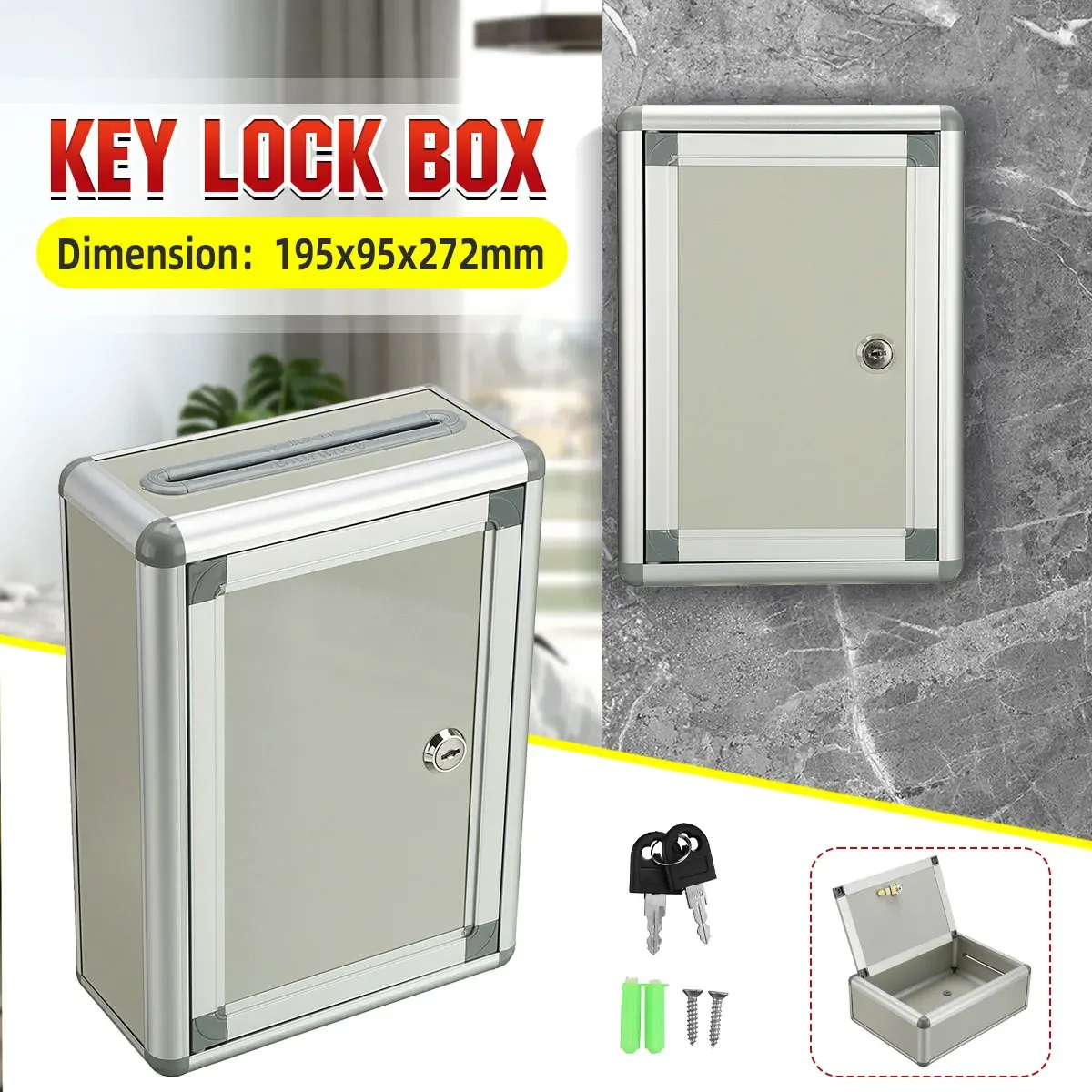 11 Inch Aluminum alloy Wall Mounted Mail Box Letter Post Storage Outdoor Lockable Key Suggestion Box Newspaper Post Mailboxes