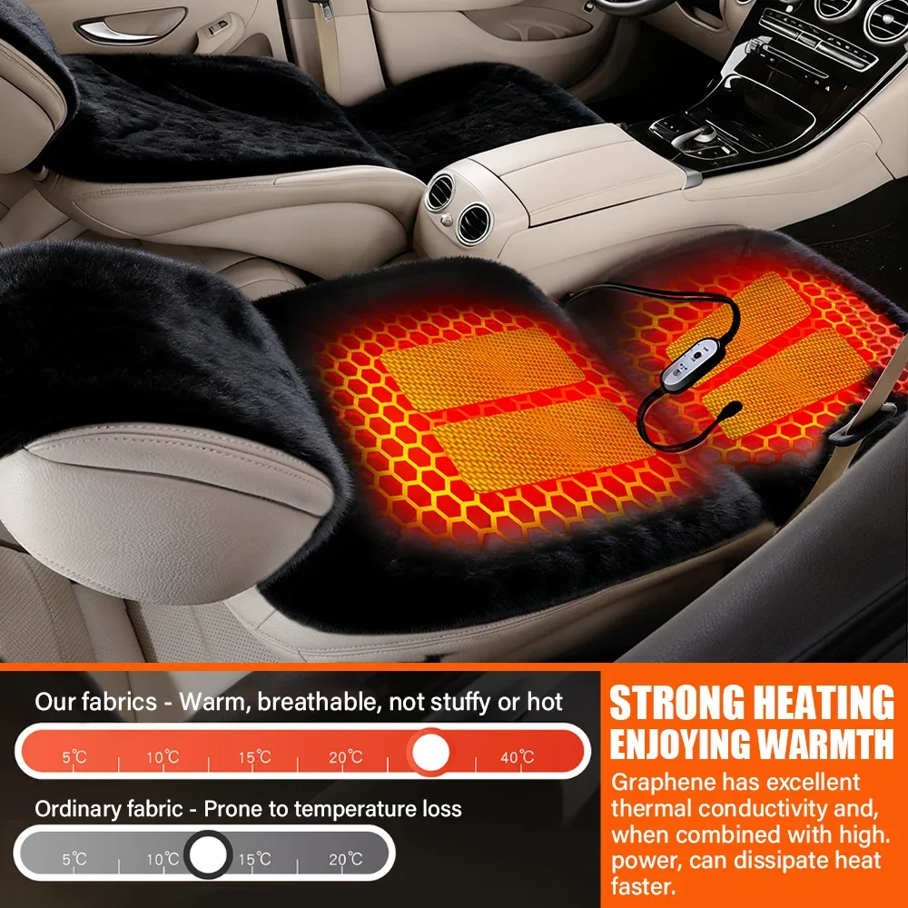 

Графеновая подушка для автомобильного сиденья с подогревом, 12 В/24 В, универсальное одноместное двойное сиденье, быстрый нагрев, контроль температуры, защита безопасности
