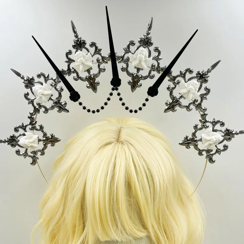 

Lolita Virgin Halo Headband Angel Church Pope Gold Hair Accessories Exaggerated Catwalk Photo Halloween Halo Dress Up Headwear