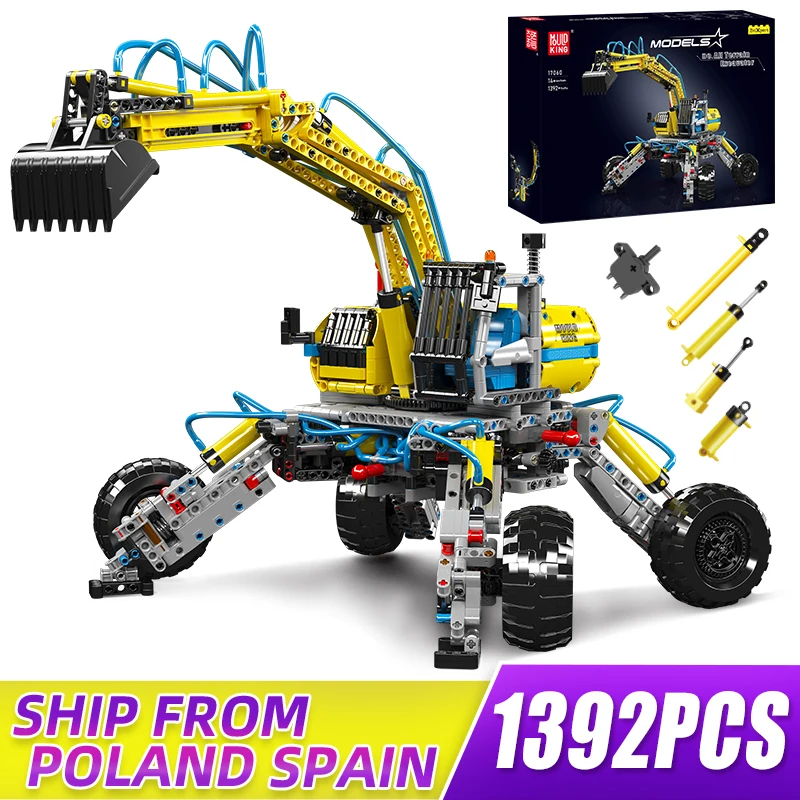 MOULD KING 17060 Technology All Terrain Excavator Model Kits Remote Control Building Blocks Truck Toys for Boys and Men