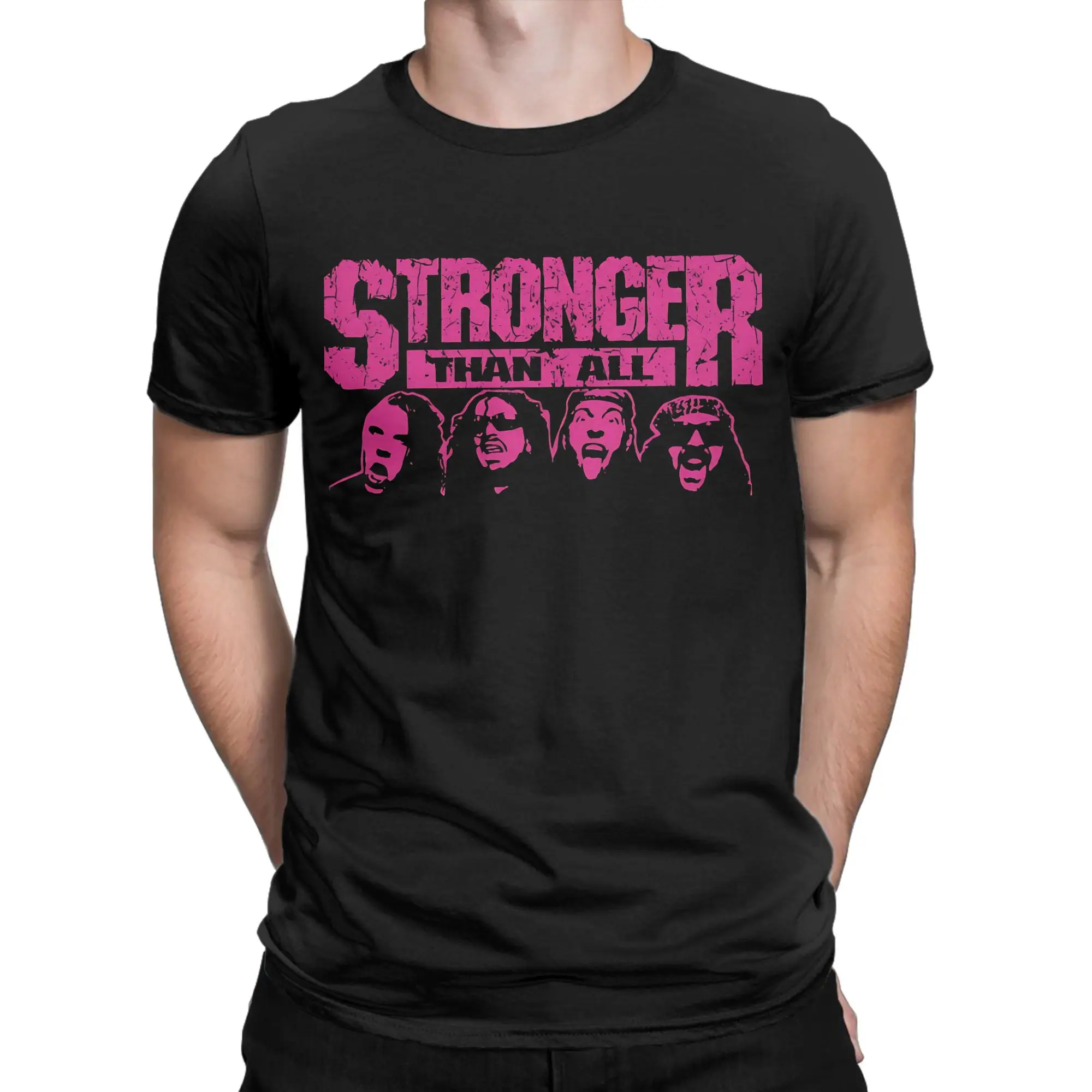 Stronger Than All Pink Graphic 100% Cotton T-Shirt P-Pantera Tees Tops For Men