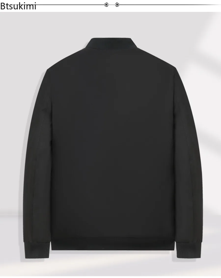 Business Casual Men's Thicken Jackets Fashion Baseball Collar Zipper Middle-Aged Elderly Coats Autumn Winter Warm Padded Jackets