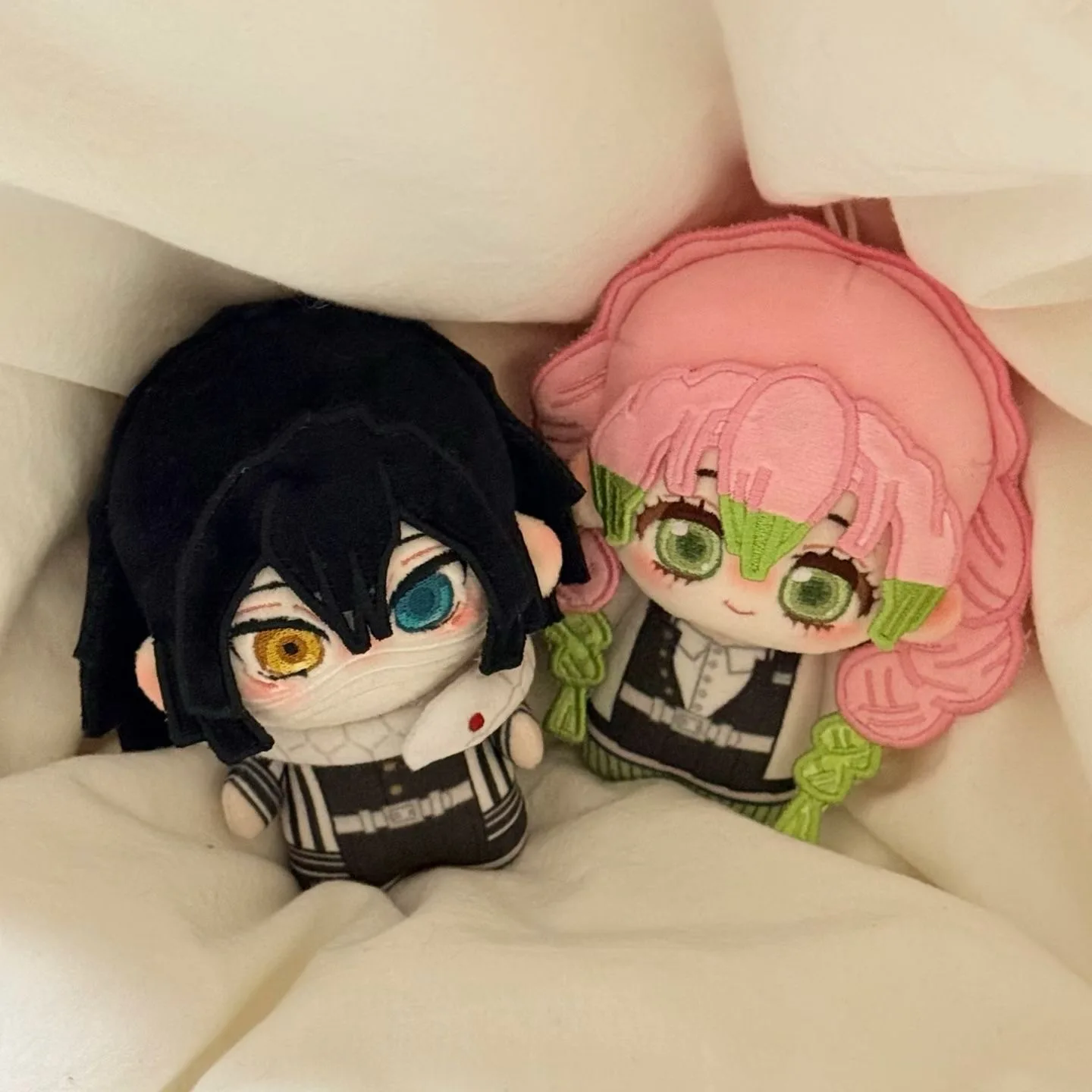 Kawaii Demon Slayer Plush Doll Anime Cartoon Kanroji Mitsuri Iguro Obanai 10CM Plushies Stuffed Doll Keychain Bag Couple Pendant