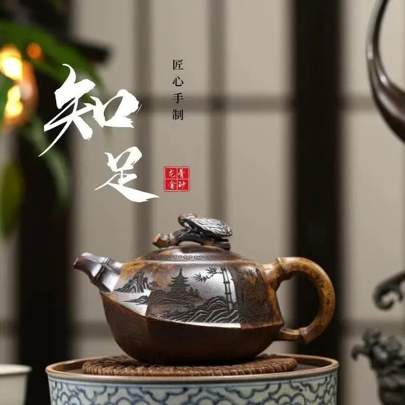 

Старинный китайский эмалированный чайник из исинской глины (красный керамический фарфор) с изображением цикады, с маркировкой, бесплатная доставка.