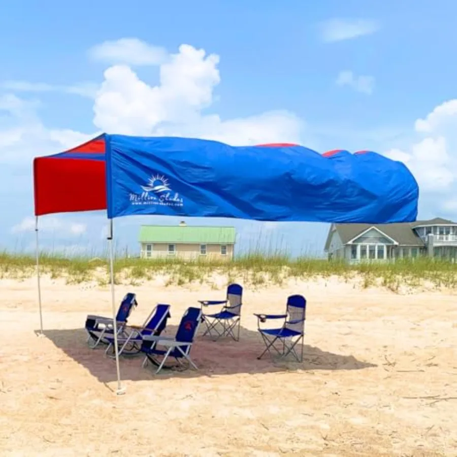 

Пляжный тент-навес 4,27 м x 4,27 м с ветровым приводом, защита от солнца UPF 50+, обзор 360°, бесшумный, легкий, простой в установке, для отдыха на природе