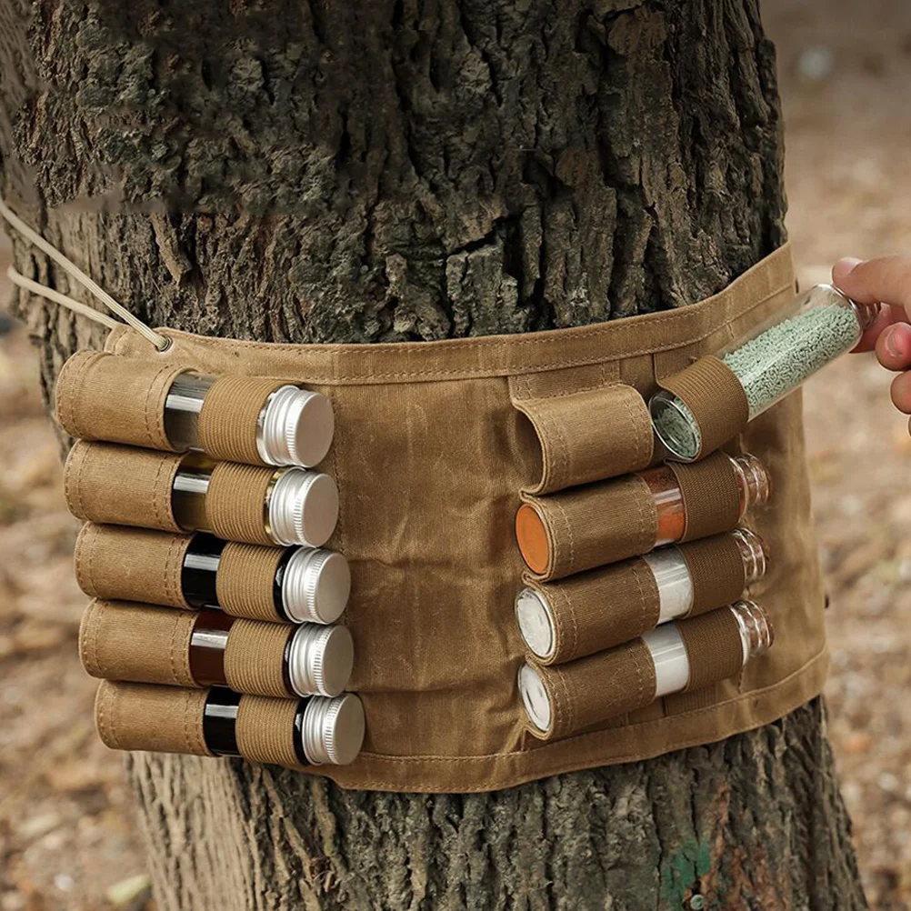 

Outdoor Seasoning Storage Bag Camping Spice Containers Condiment Bottles Khaki Backpacking Travel