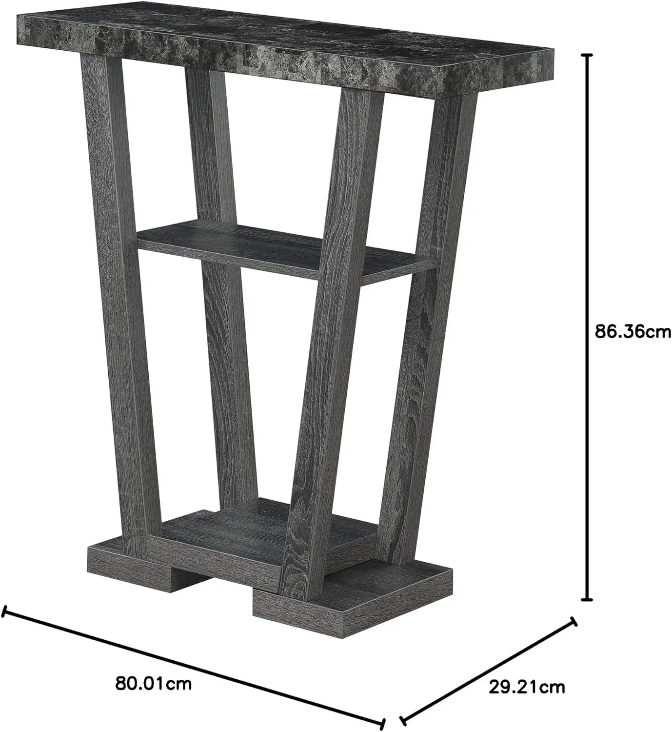 Newport V Console, Faux Black Marble/Weathered Gray