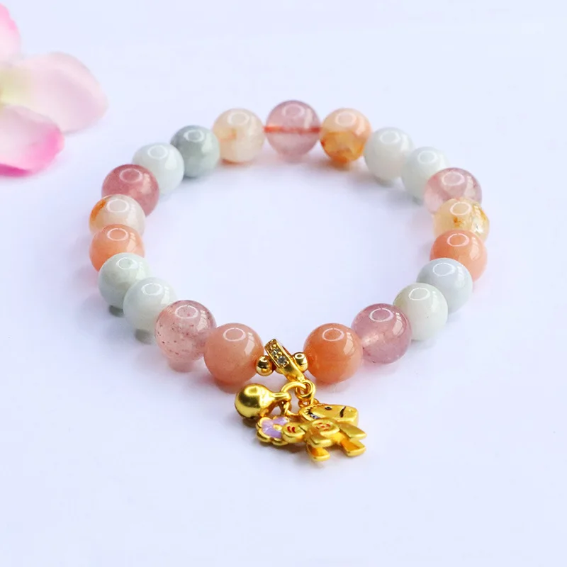 2026 High Quality Juanyu Natural Burmese Grade A Jadeite Crystal Multi Treasure Year of the Horse Bracelet for Women Men Jewelry