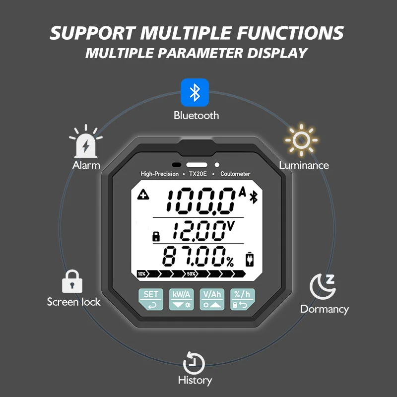 TX20 8-120V350A High Precision Battery Capacity Indicator Smart Bluetooth Battery mon Testers RV mon