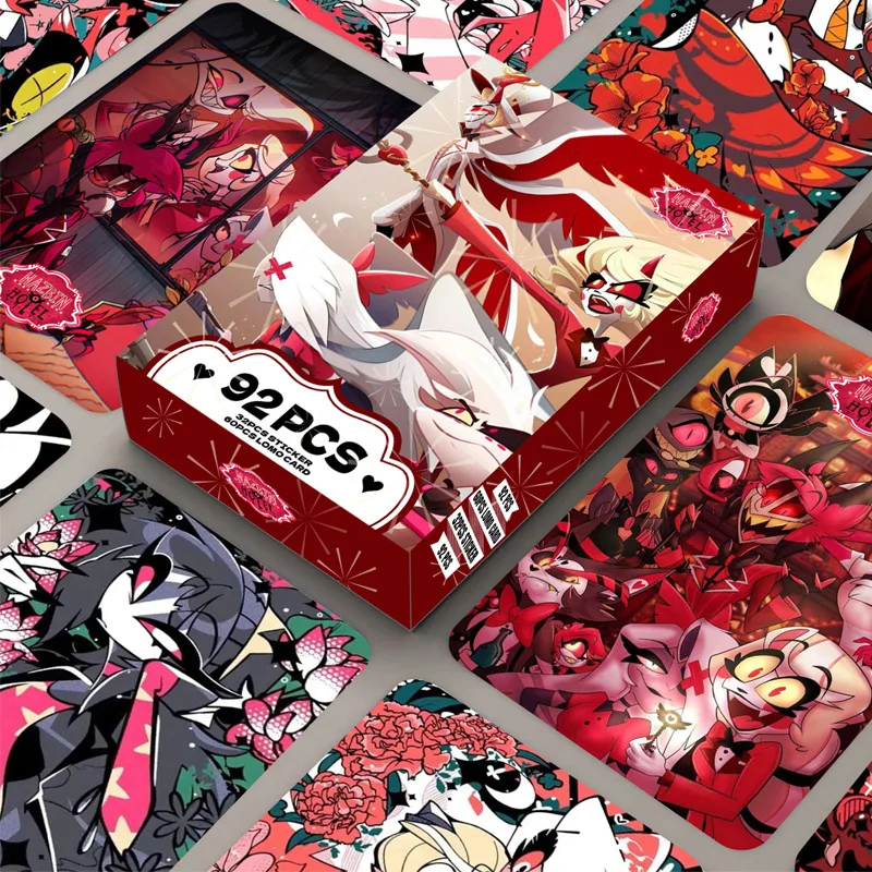 

92PCS LOMO Cards Hazbin Hotel Double-sided High-definition Printed Photo Cards and Stickers