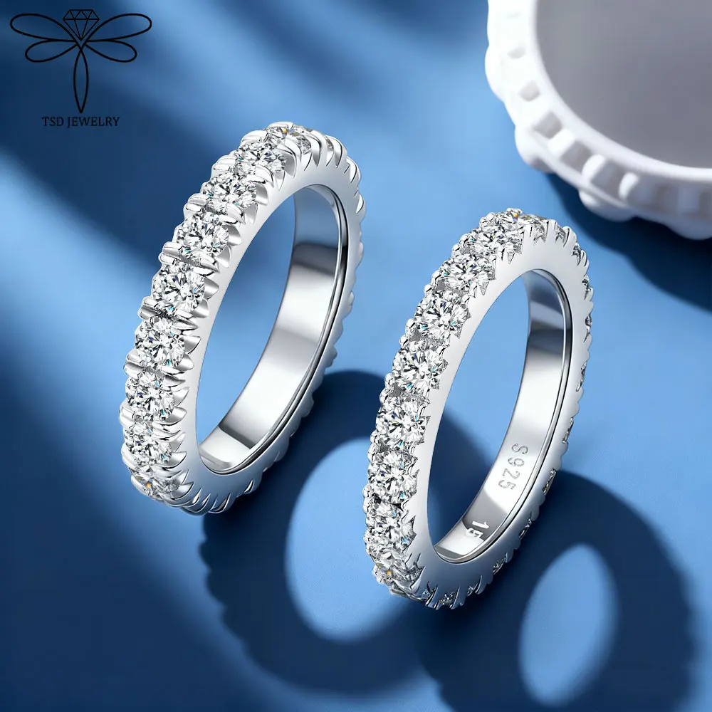 

Original 925 Sterling Silver Moissanite Engagement Row Rings Solitaire Sparkling Diamond Eternity Promise Rings Fine Jewelry