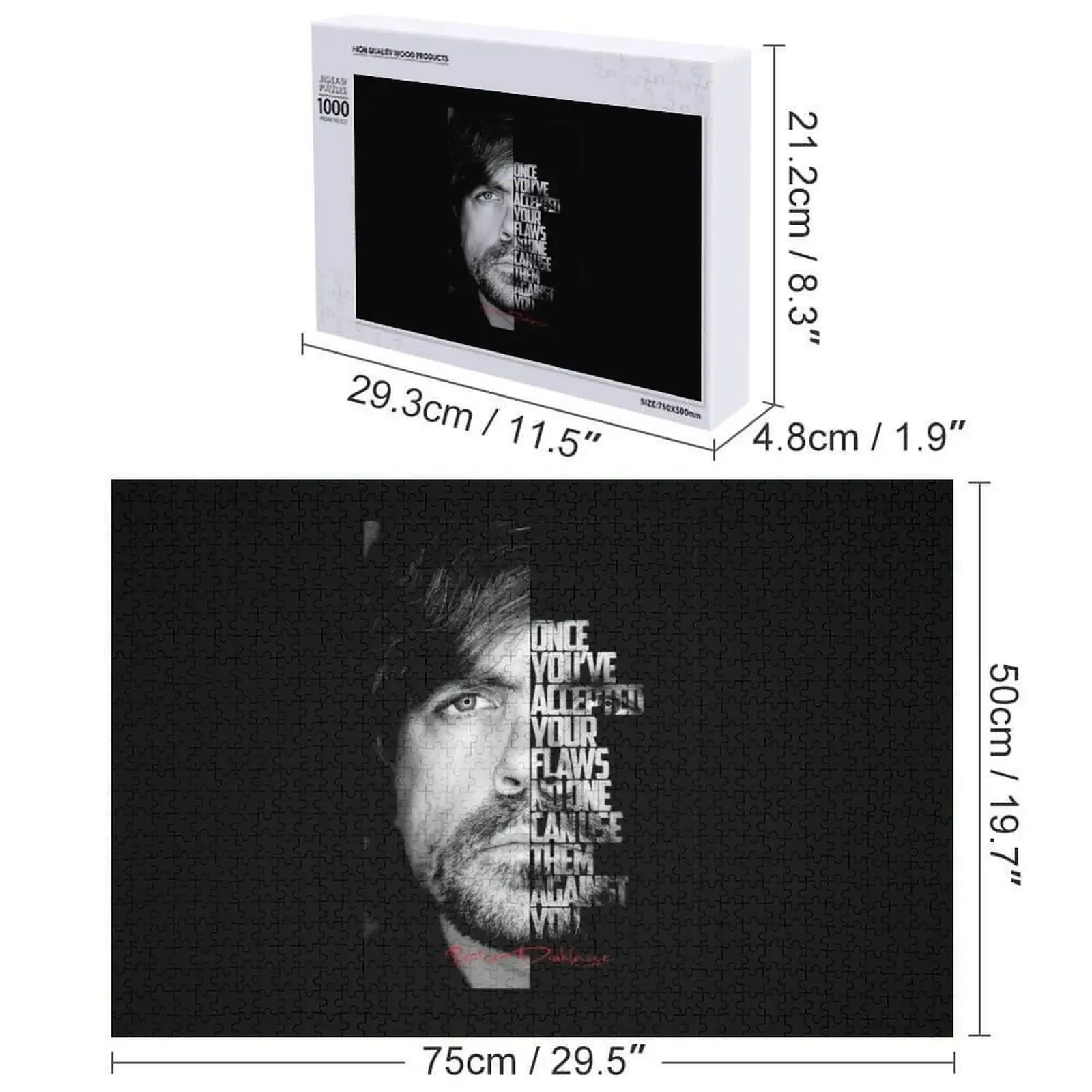 Zwart-wit Peter Dinklage-citaat. Legpuzzel Speelgoed voor kinderen Anime Aanpasbare kindercadeaupuzzel