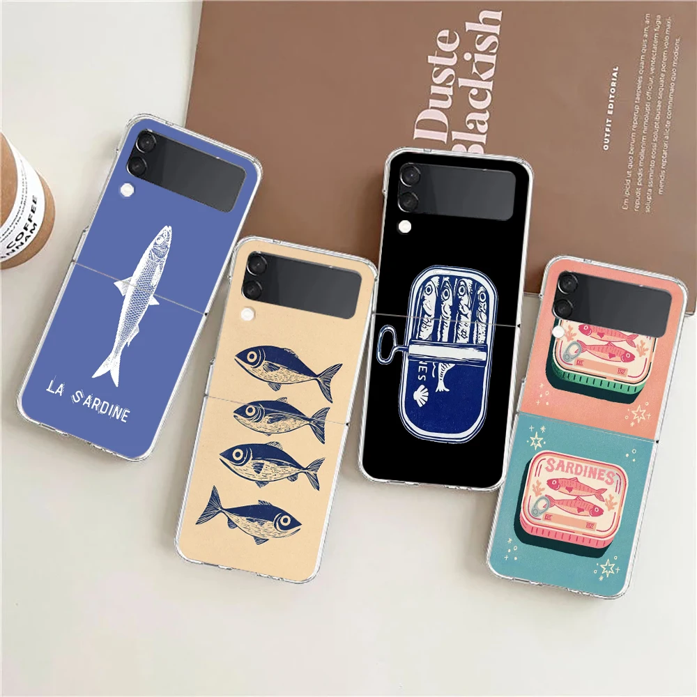 

Sardines Phone Case For Samsung Galaxy Z Flip 7 6 5 4 3 For Samsung Flip7 Flip6 Flip5 Shockproof Dustproof Hard Folding Cover
