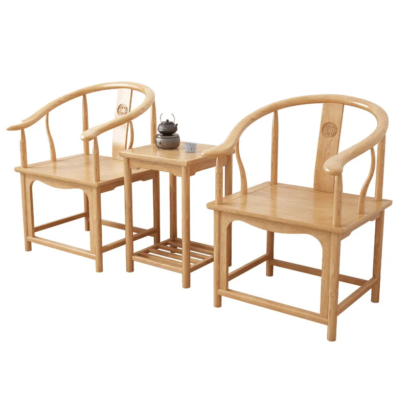 Solid wood chair armchair three-piece tea table   office study master   backrest   antique dining chair high backres