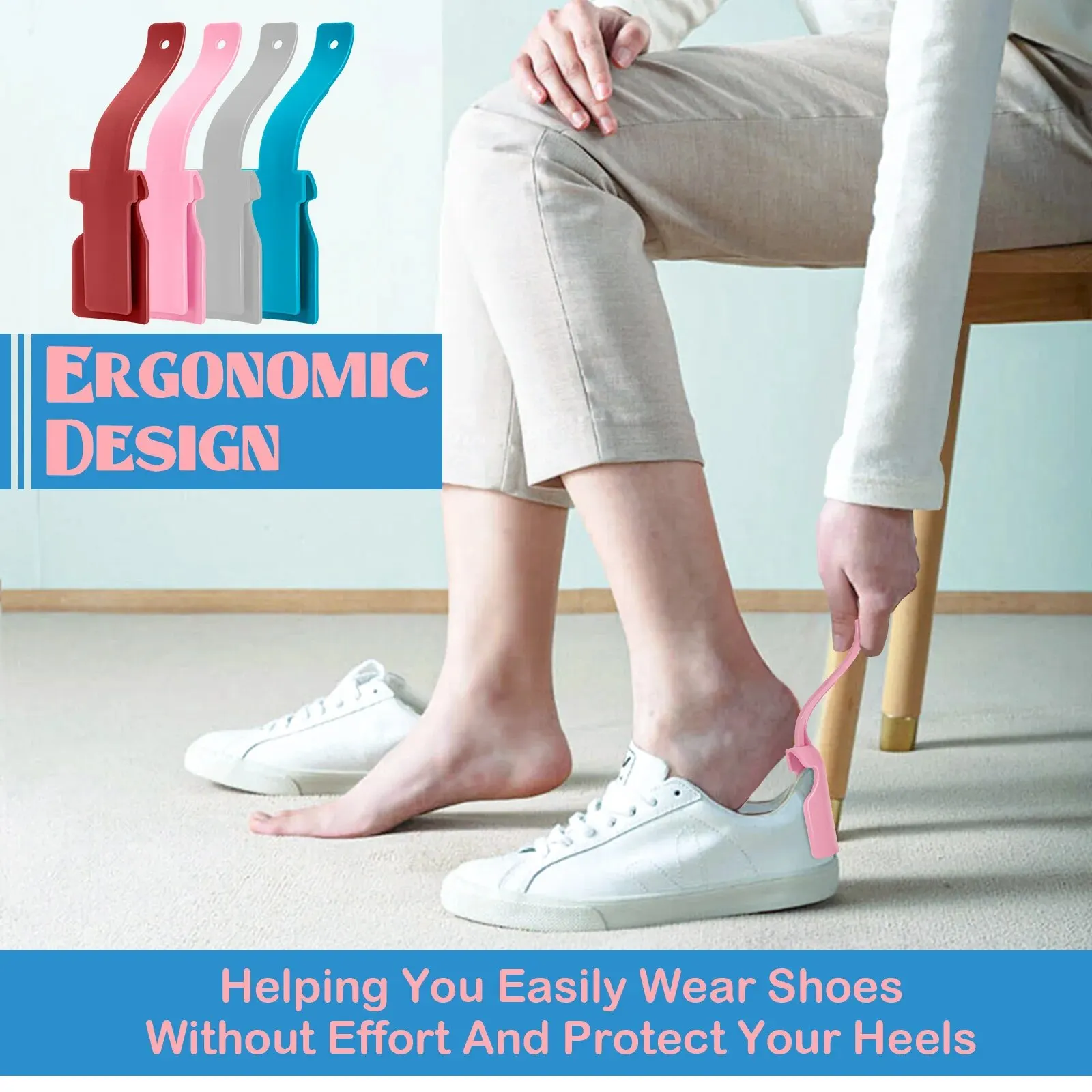 

Рожок для обуви с длинной ручкой для пожилых людей, противоскользящий подъемник для обуви, пластиковый легкий инструмент для перевязки, легкий доступ к всем