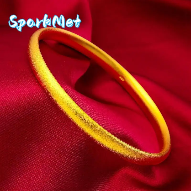 

Браслет Sparkmet24K из цельного золота 999 пробы, круглый, с закрытым концом, полностью золотой, минималистичный дизайн без украшений, толстый корпус браслета