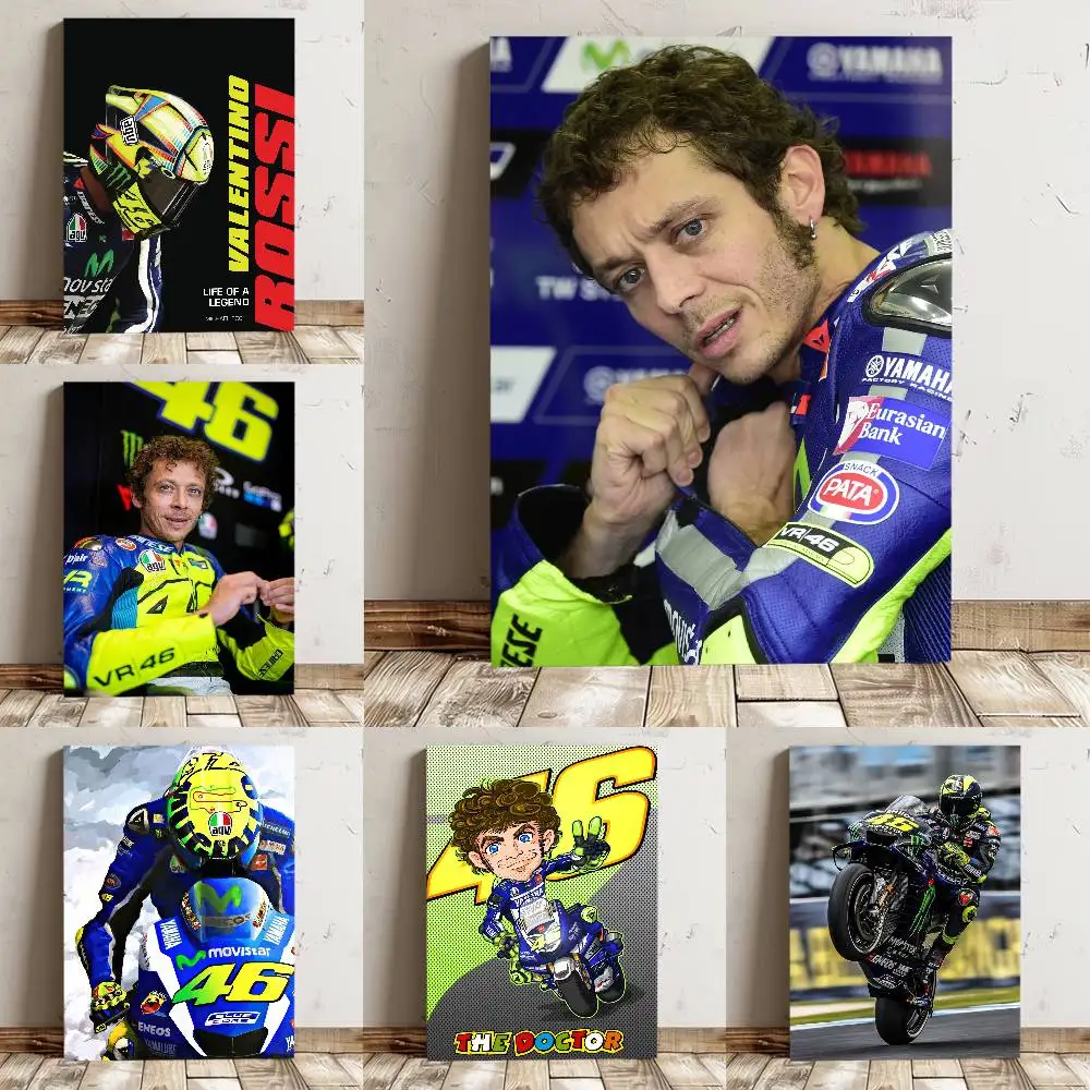 Pôster de Motociclista Valentino Rossi 1pc Impressão de Alta Qualidade Adesivo de Arte de Parede Impermeável para Decoração de Bar e Sala de Estar Presente