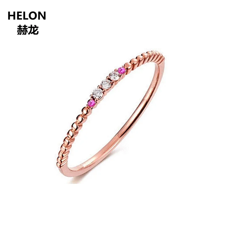 Solid 14k Rose Gold Natural Diamonds Engagement Wedding Ring Natural Ruby Anniversary Fine Jewelry Unqiue