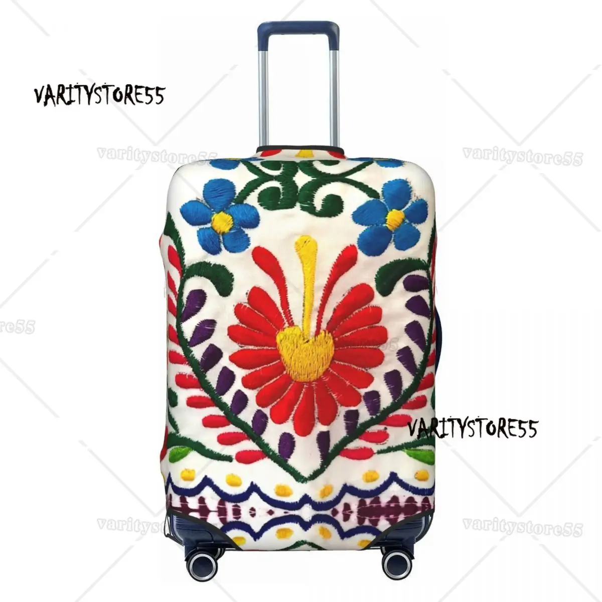 Custom Mexican Flowers Suitcase Cover Washable Luggage Covers Protector for 18-32 inch