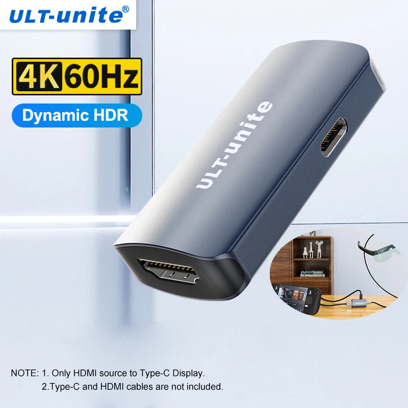 HDMI to Type C Converter 4K60HZ HDMI to USB C Adapter Compatible with RayNeo, XREAL Air, Rokid Air, Switch Base, Steam Deck Base