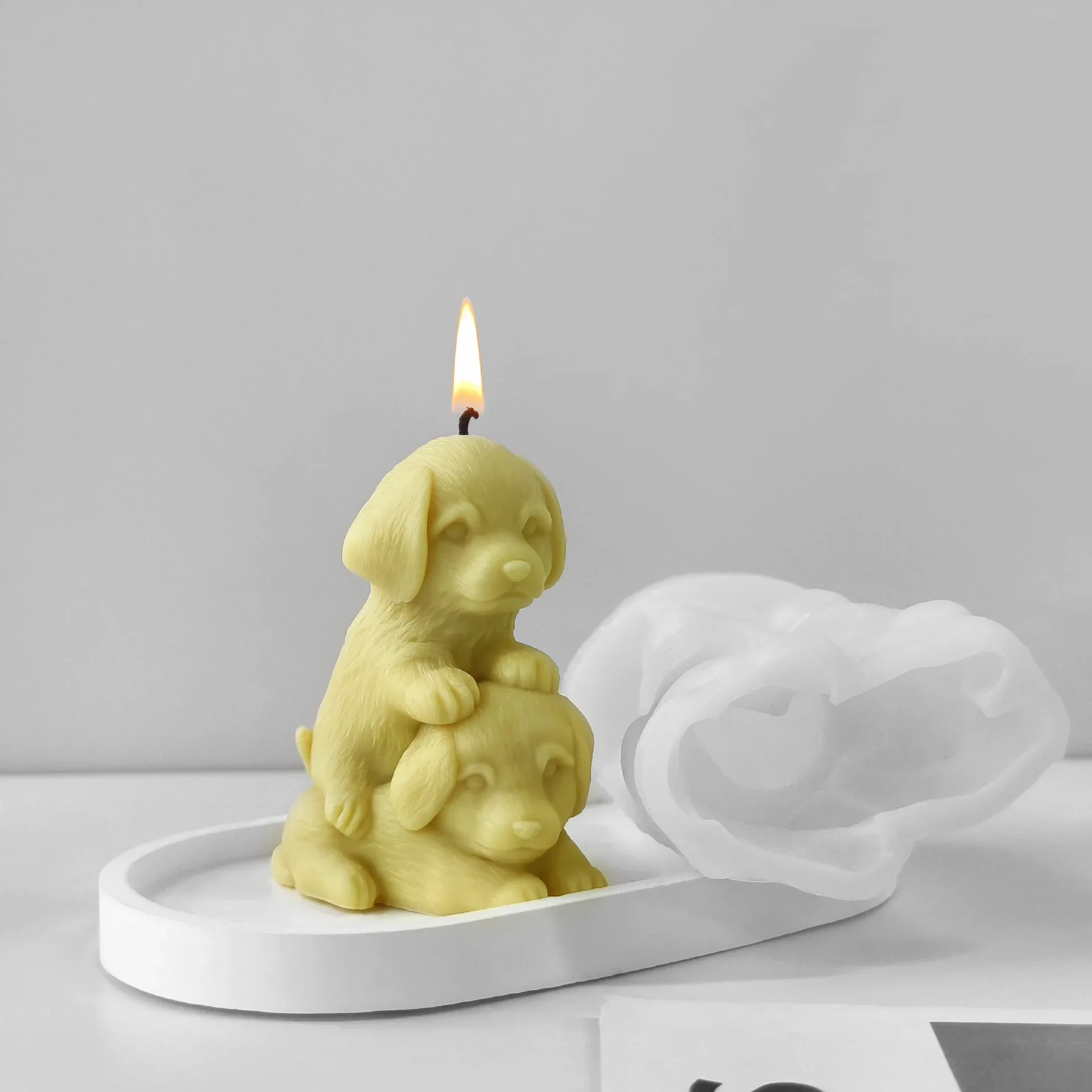 Labrador Puppy Silicone Mold DIY Stacking Dogs Aromatherapy Candle Plaster Figurine Handmade Soap Crafts Holiday Decorations